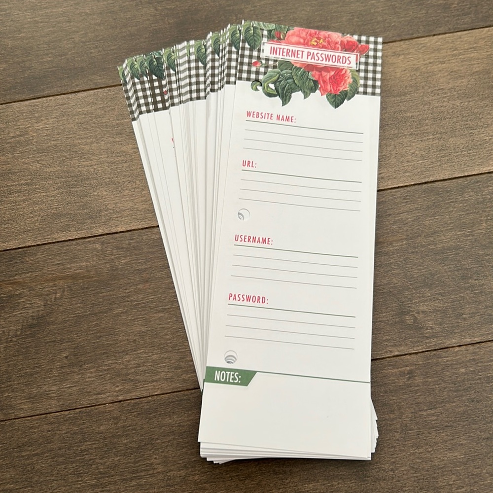 Internet Password Log Keeper, Binder Accessories, Organize Your Home Office